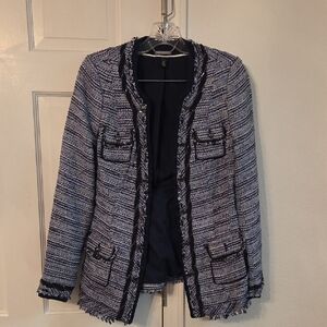 White House Black Market Blue and Black Tweed Blazer